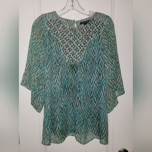 Banana Republic Blue & Green Silk Top